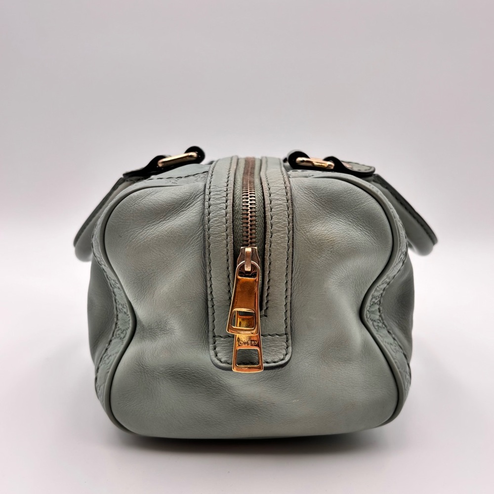 Gucci GG Embossed Leather Boston Bag Sage Green Gold Hardware - Picture 4 of 9